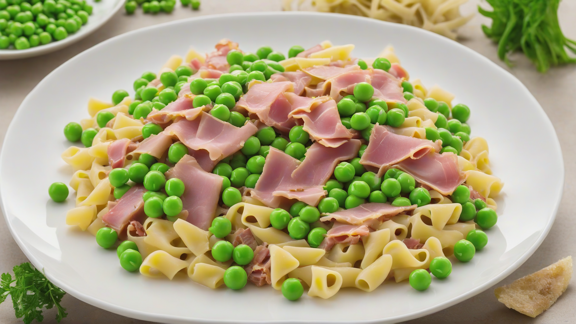 Pasta piselli e prosciutto